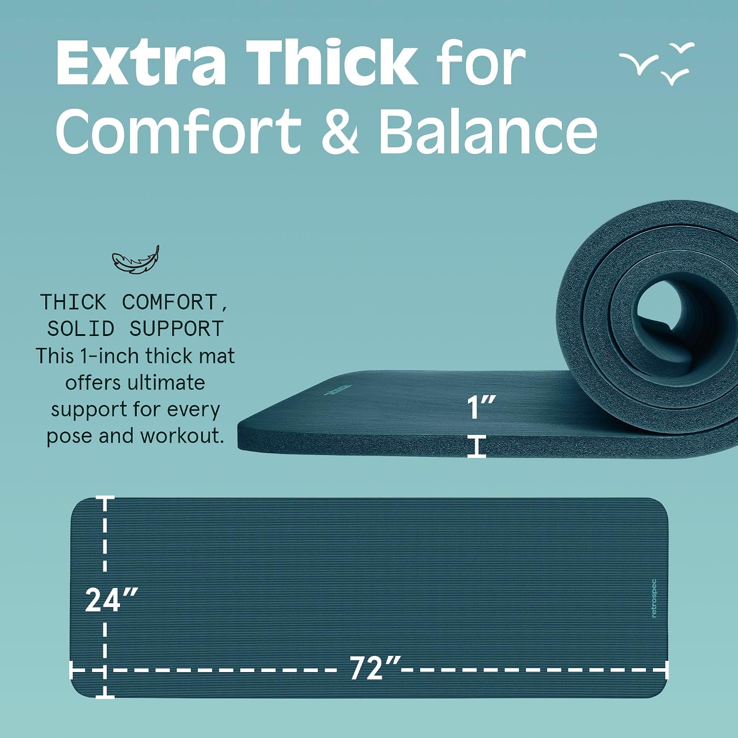 Colchoneta Retrospec Solana 1 Pulgada Gruesa Antideslizante Pa Ejercicios Yoga Pilates 4