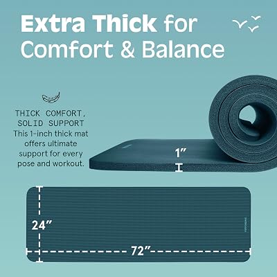 Retrospec Solana Yoga Mat Extra Thick 1" Exercise Mat, Fitness, with Strap