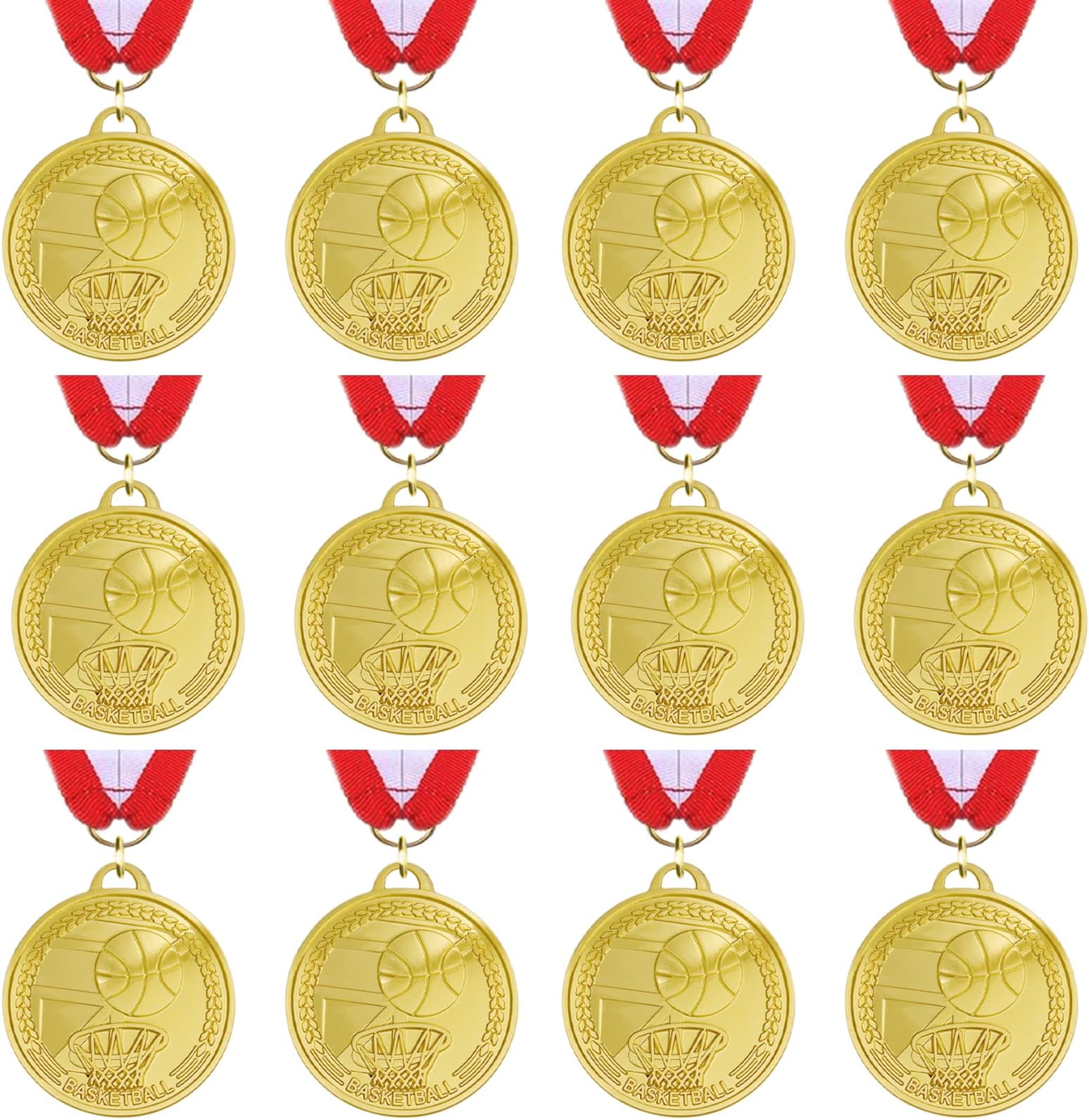12 Pieces Basketball Medals for Kids - Gold Medal Awards Basketball Team, Sports Day Favors Prizes for Boys Children Adults