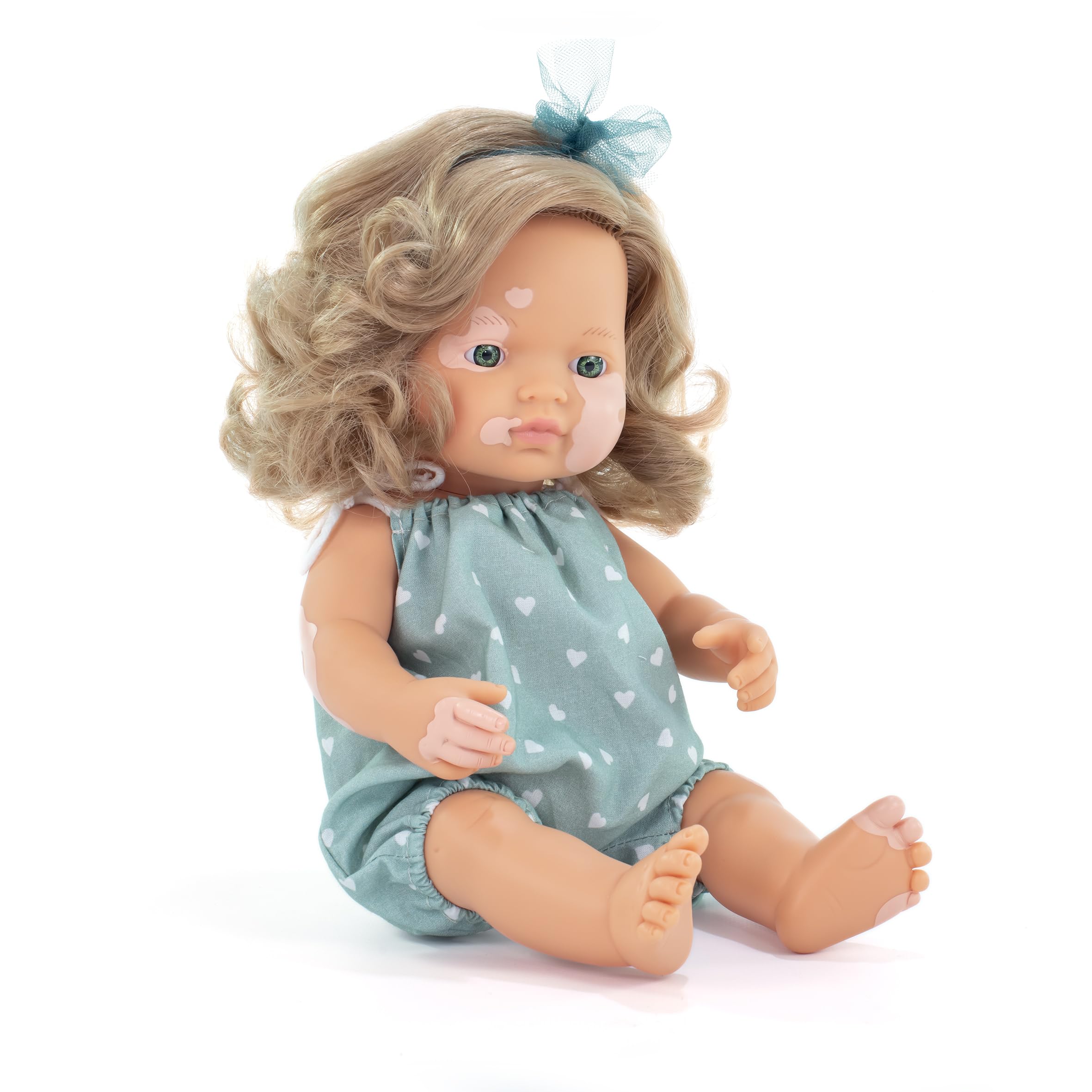 Miniland Baby Doll Caucasian Girl with Vitiligo 38cm. Made in Spain with vanilla scent. Anatomically correct. My Friends & Me collection