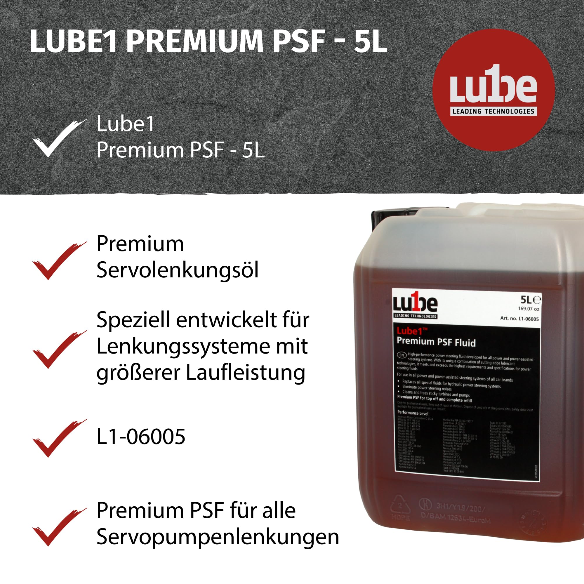 Premium PSF 5L Servolenkung Öl für PKWs & leichte Nutzfahrzeuge
