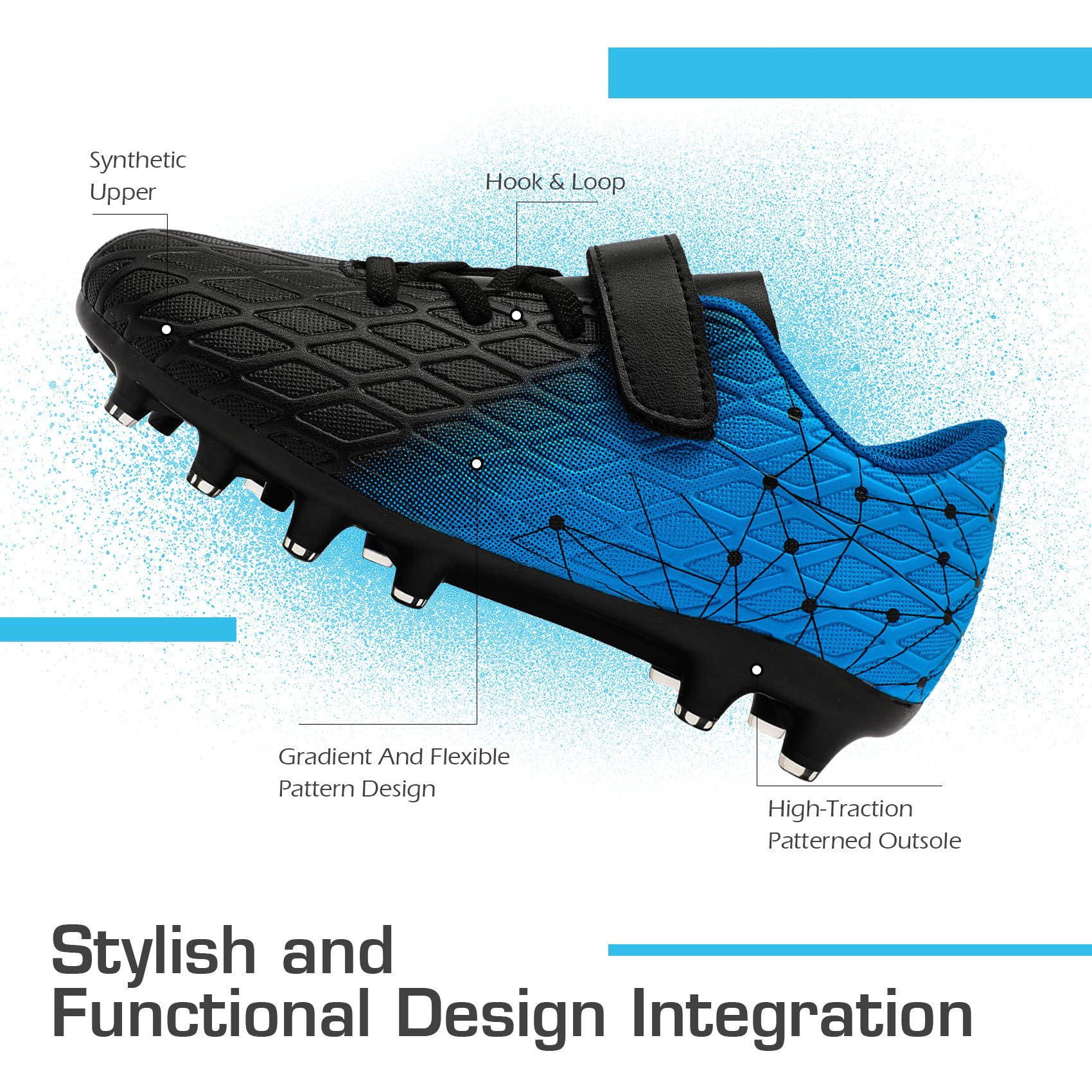 DimaiGlobal Scarpe da Calcio Bambini Ragazzi con Tacchetti Bassi Professionali Scarpe da Calcetto Futsal e Allenamento per Interno/Esterno - Antiscivolo Junior