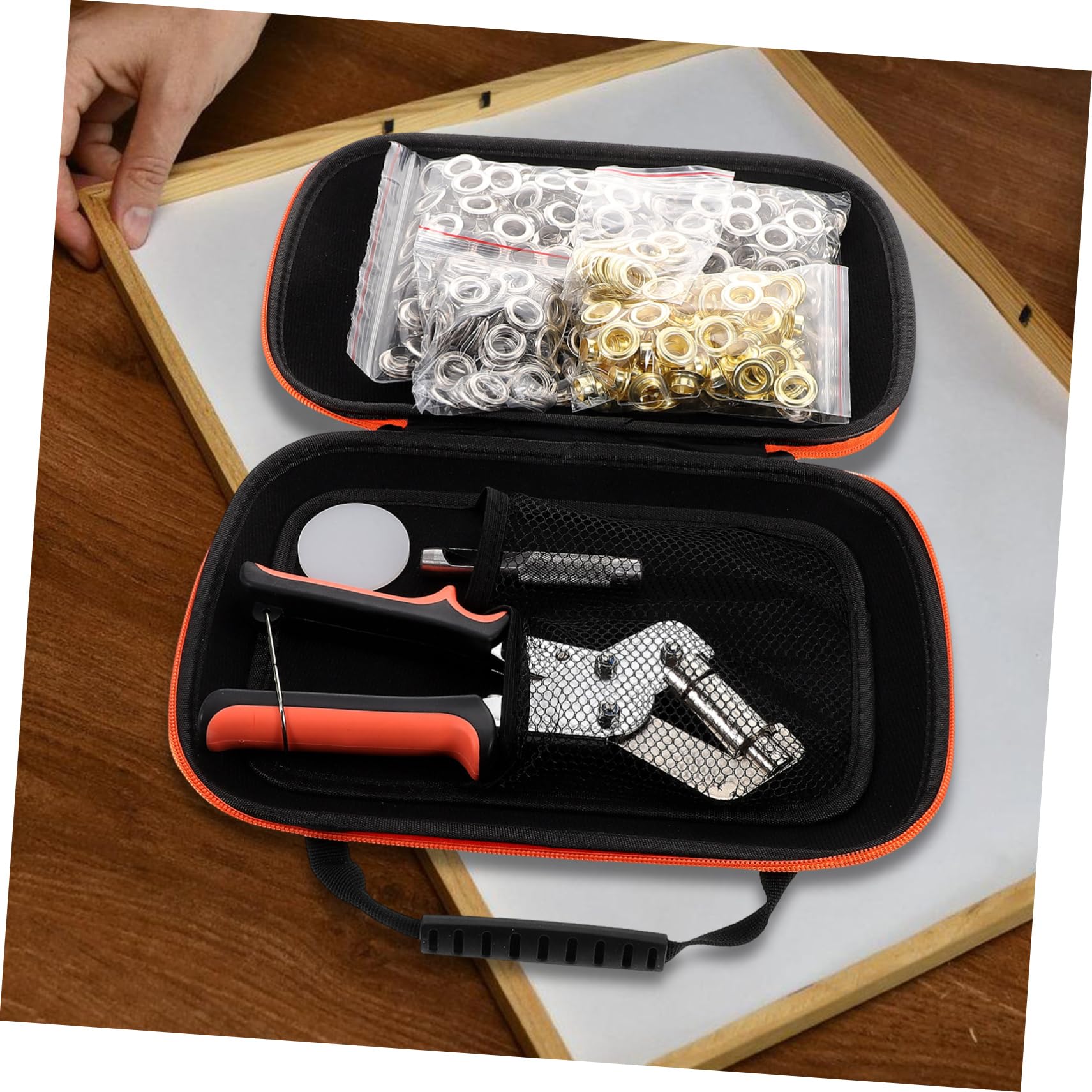 Lurrose Kit Pinza Occhiellatrice Portatile in Ferro Accessori Necessari per Display Stands e Banner, Versatile e Facile da Usare per Installazioni Professionali