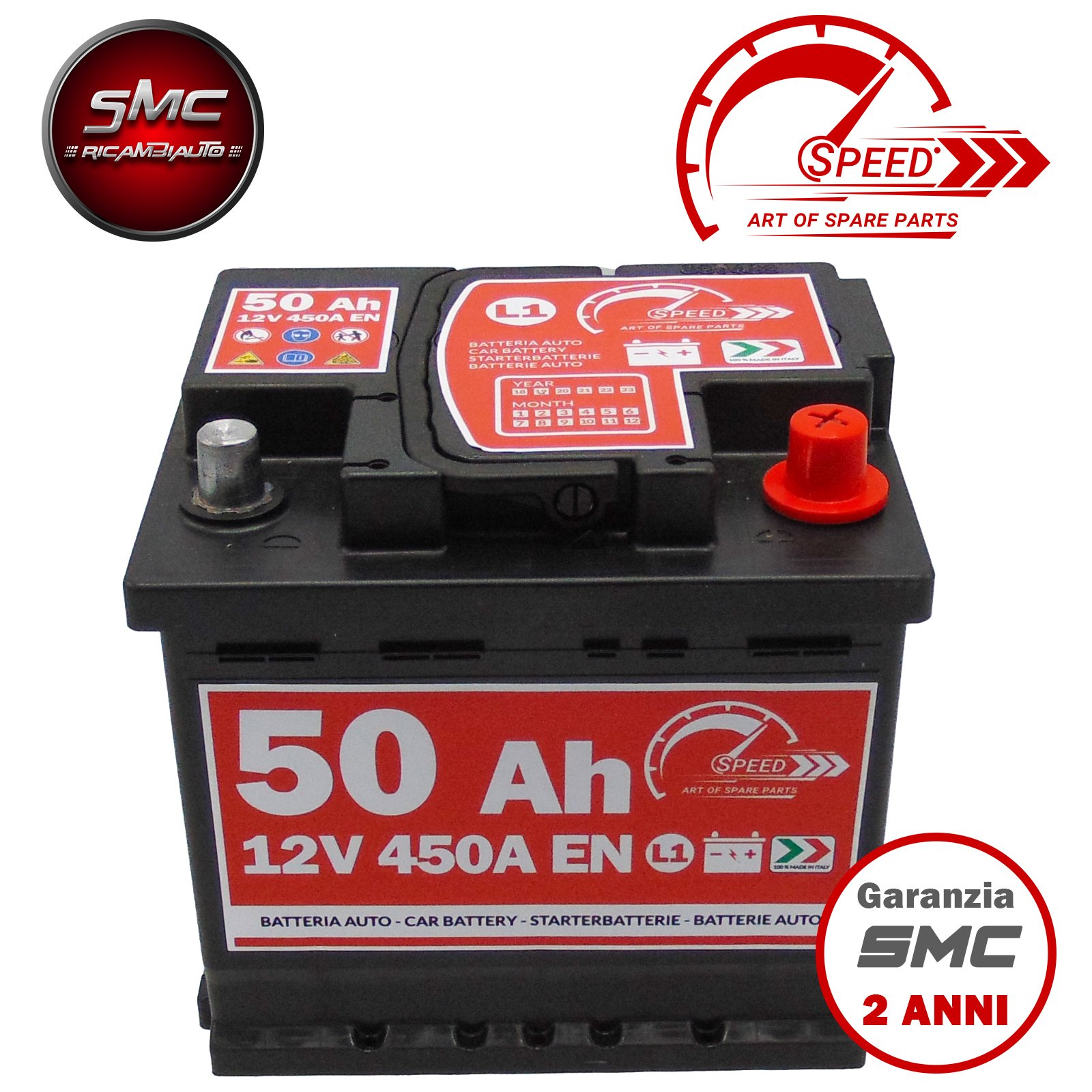 Batterie Voiture Speed de SMC type L150 12V 50 Ah 450 A avec pôle positif à droite