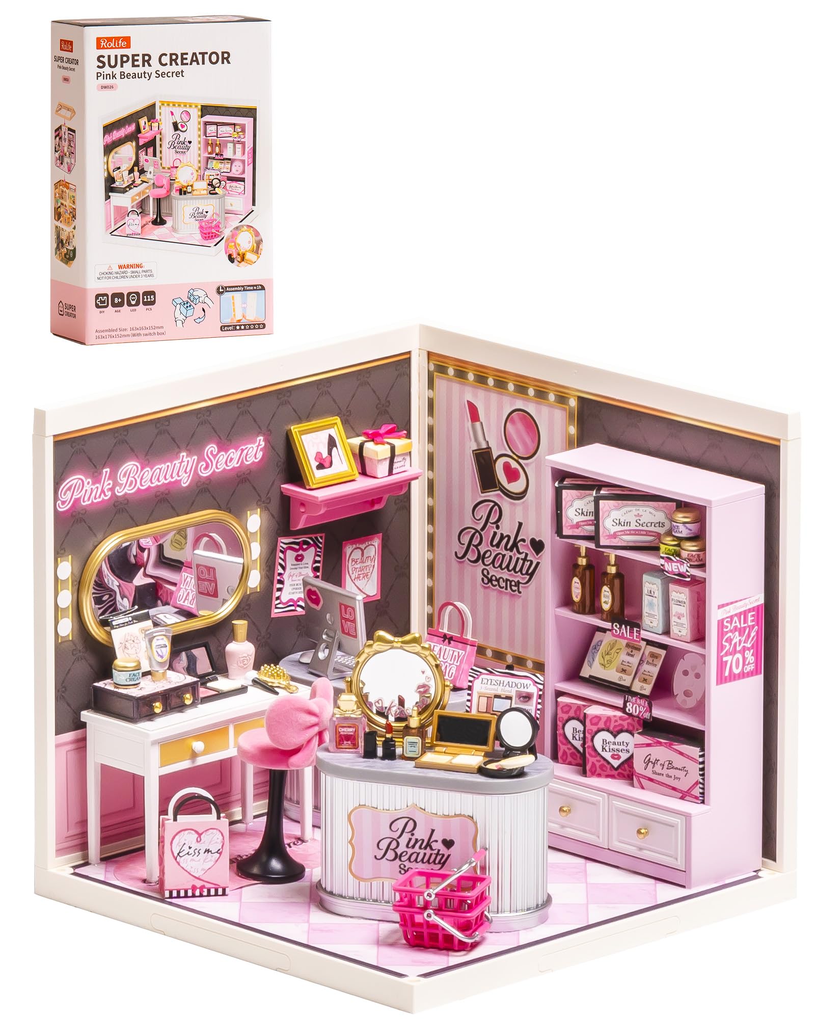 Rolife Super Creator Pink Beauty Secret DIY Miniature House Kit