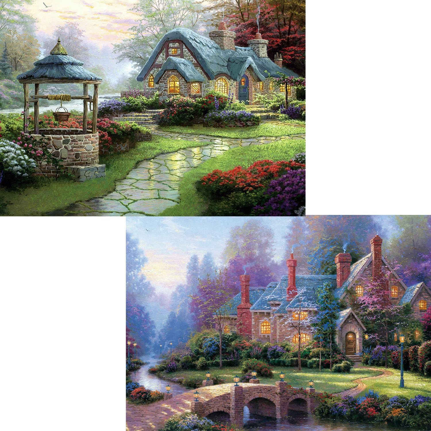 Northke 500 Piece Puzzle For Adults - Whis Cottage Unique Shape Pieces Jigsaw Puzzles Letters On Back Difficult Challenging Brain Exercise For Family Game Nights - Size 20' X 14.2' (Spring)