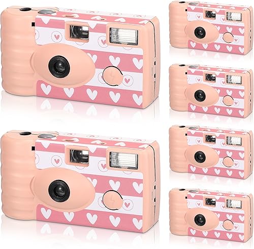 Kigeli Paquete de 6 cámaras desechables a granel para bodas, cámaras de un solo uso de 1.38 pulgadas con flash desechables, película de cámara única