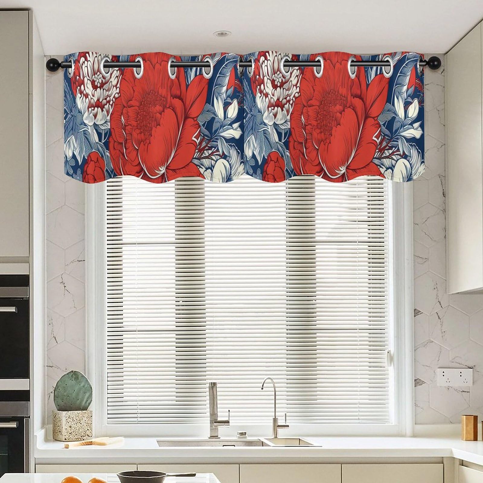 Cortinas cortas de dinastía para cocina, cenefas orientales que embellecen con luz natural