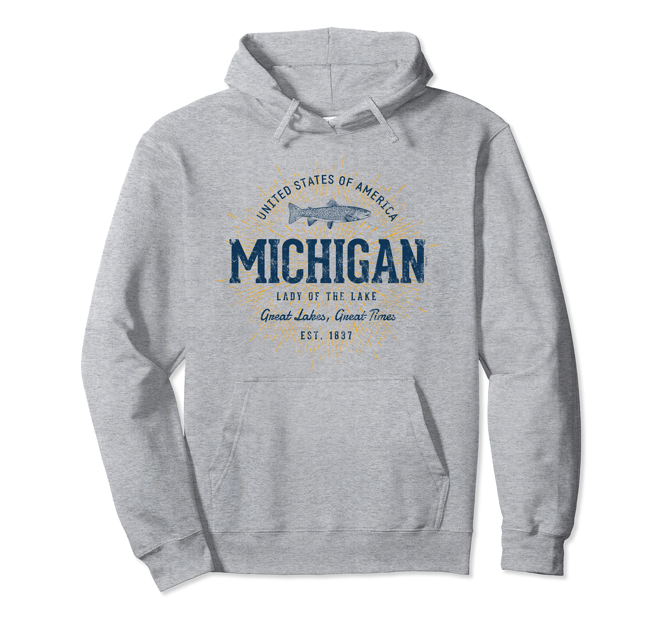 Retro Vintage State of Michigan Pullover Hoodie