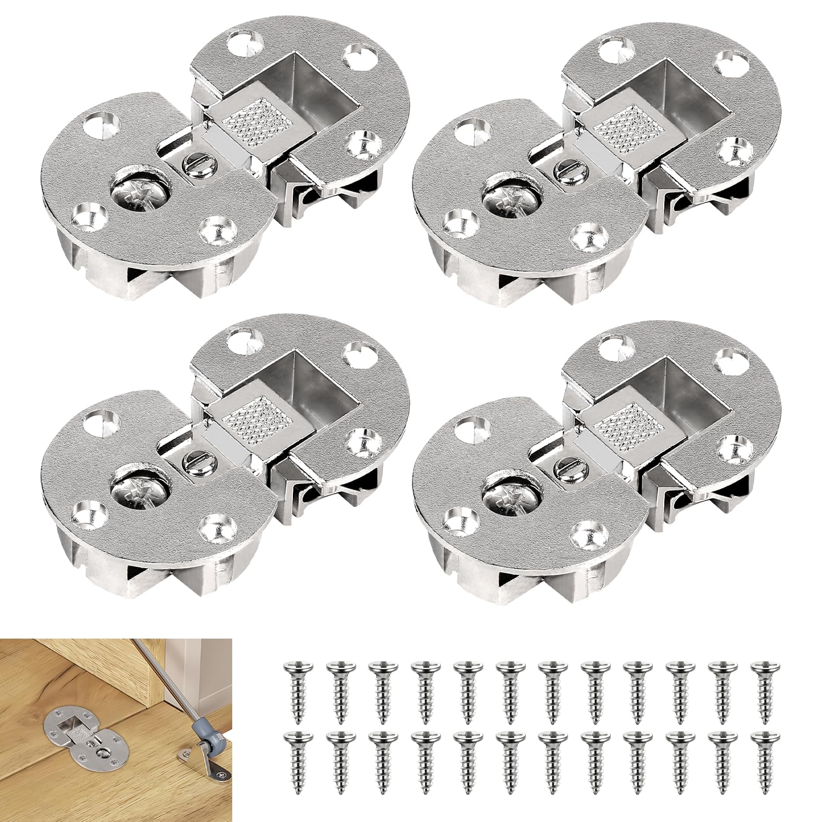 SUPAWAY Pack of 4 Flap Hinge Semicircular, 90 Degree Rotation Axis