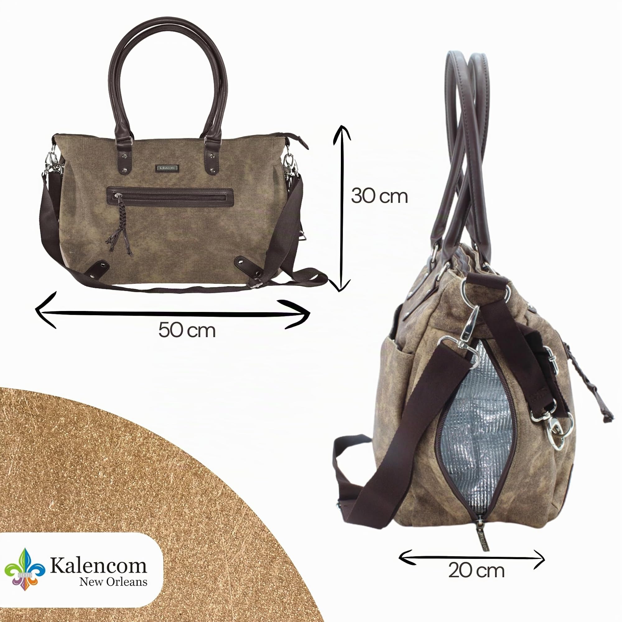 Kalencom Handtasche Umhängetasche stilvolle Baby Wickeltasche mit Wickelauflage, Aufbewahrungsbeutel, Isoliertaschen und Halterung für Kinderwagen für Mama & Papa Paris