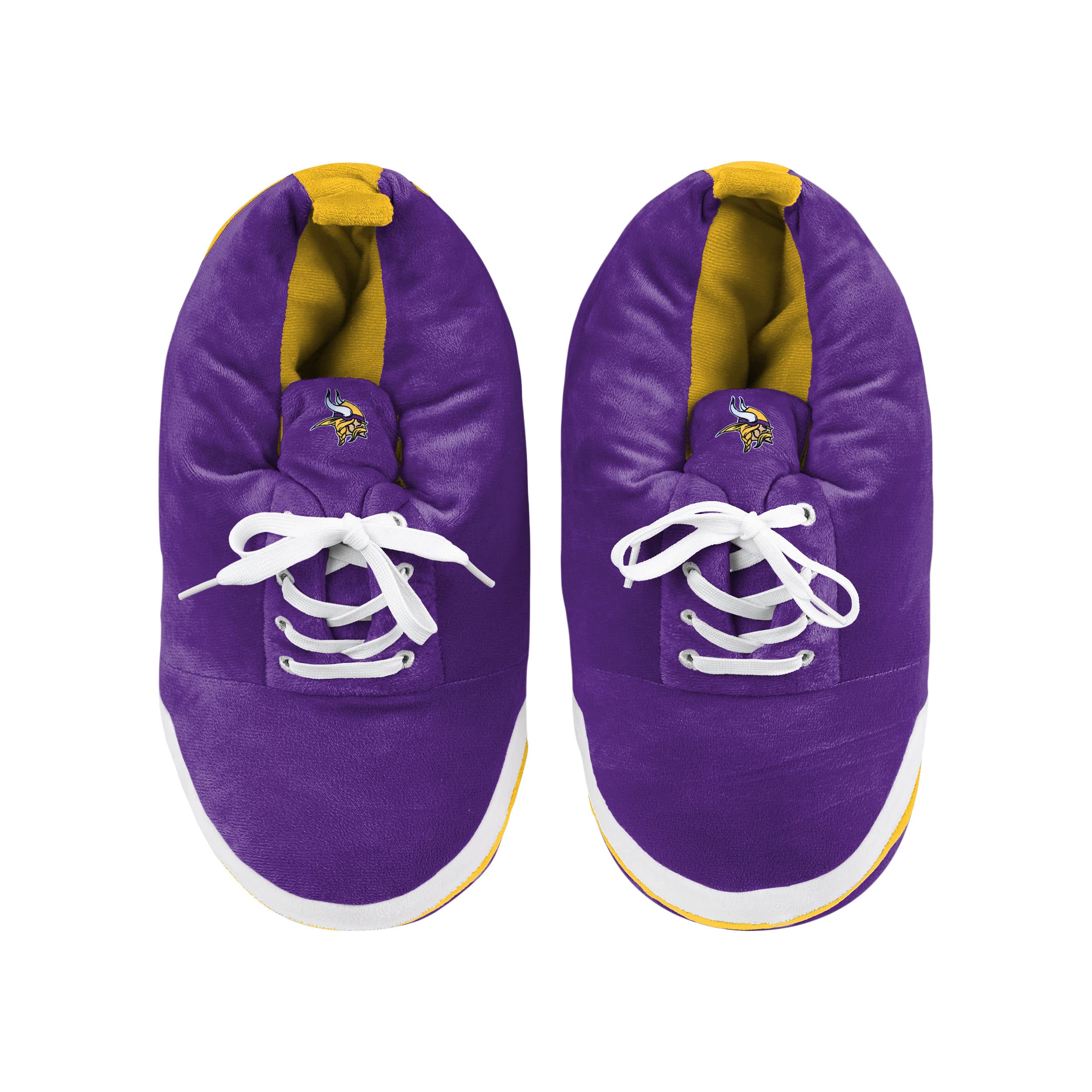 FOCO Mens NFL Team Logo Plush Oversized Sneaker Slippers