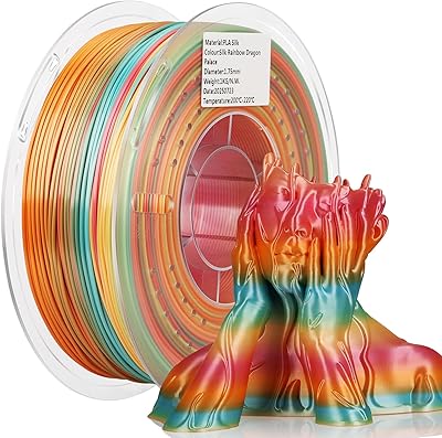 18 – LANDU Silk PLA 3D Printer Filament Multicolor Rainbow PLA Filament 1.75mm Gradient Color Changing Filament 1kg (2.2lbs) Dimensional Accuracy…