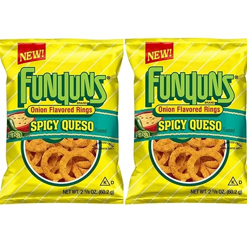 New Funyuns - Anillos con sabor a cebolla picante Queso (bolsas de 2.12 onzas) (paquete de 2)