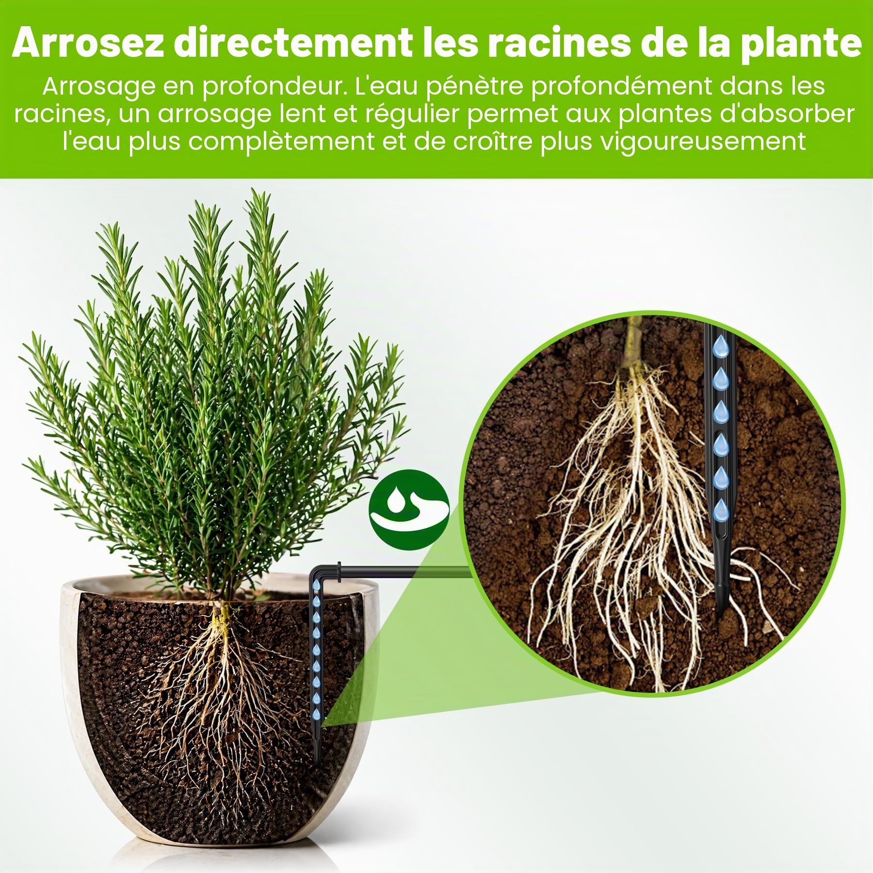 RAINPOINT Kit D'arrosage Goutte à Goutte Solaire WiFi, nouveau tuyau pour une distribution d'eau uniforme, kit d'irrigation automatique pour balcons avec 90 modes de minuterie, télécommande APP