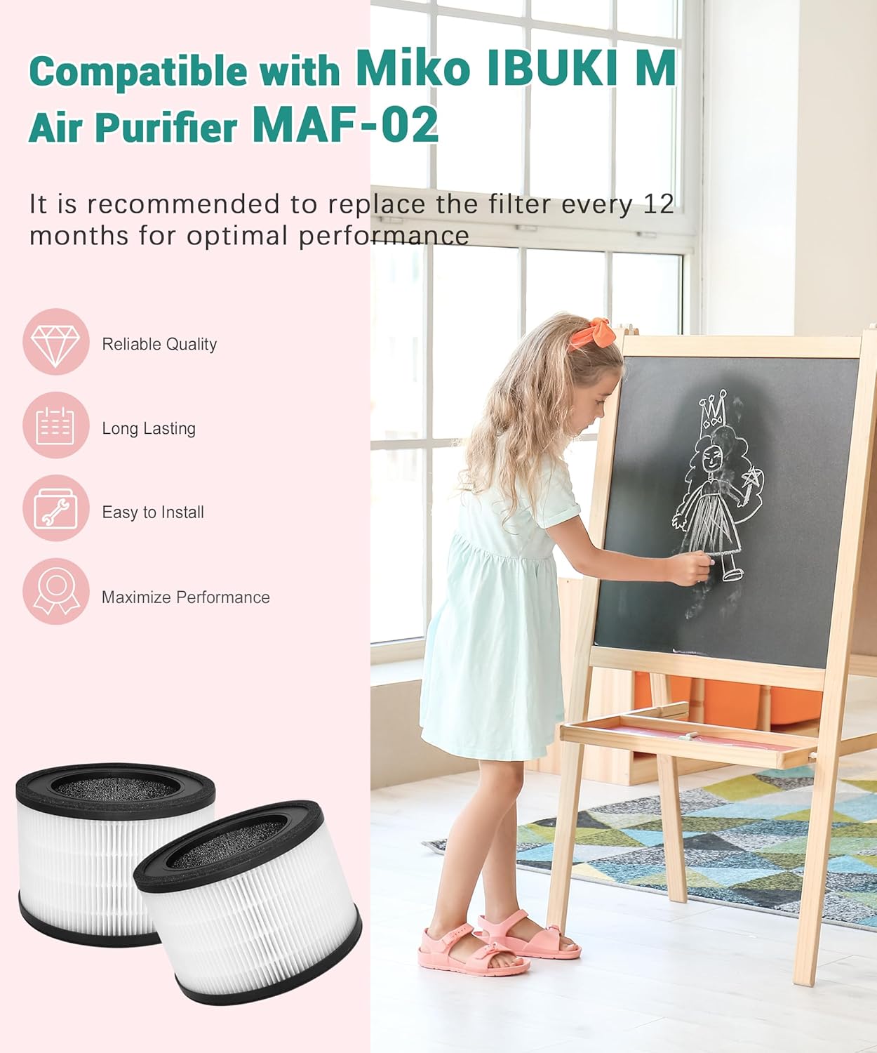 MAF-02 Replacement Filter Compatible with Miko IBUKI M MA-02CW Air Purifier MAF-02/970 Sqft, 3-in-1 Filtration with Activated Carbon Filters, 2 Count - Image 3