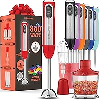 Vista 17 de Potente batidora de inmersión, batidora de mano eléctrica de 500 vatios con modo turbo, base desmontable. Batidora de cocina de mano para sopa