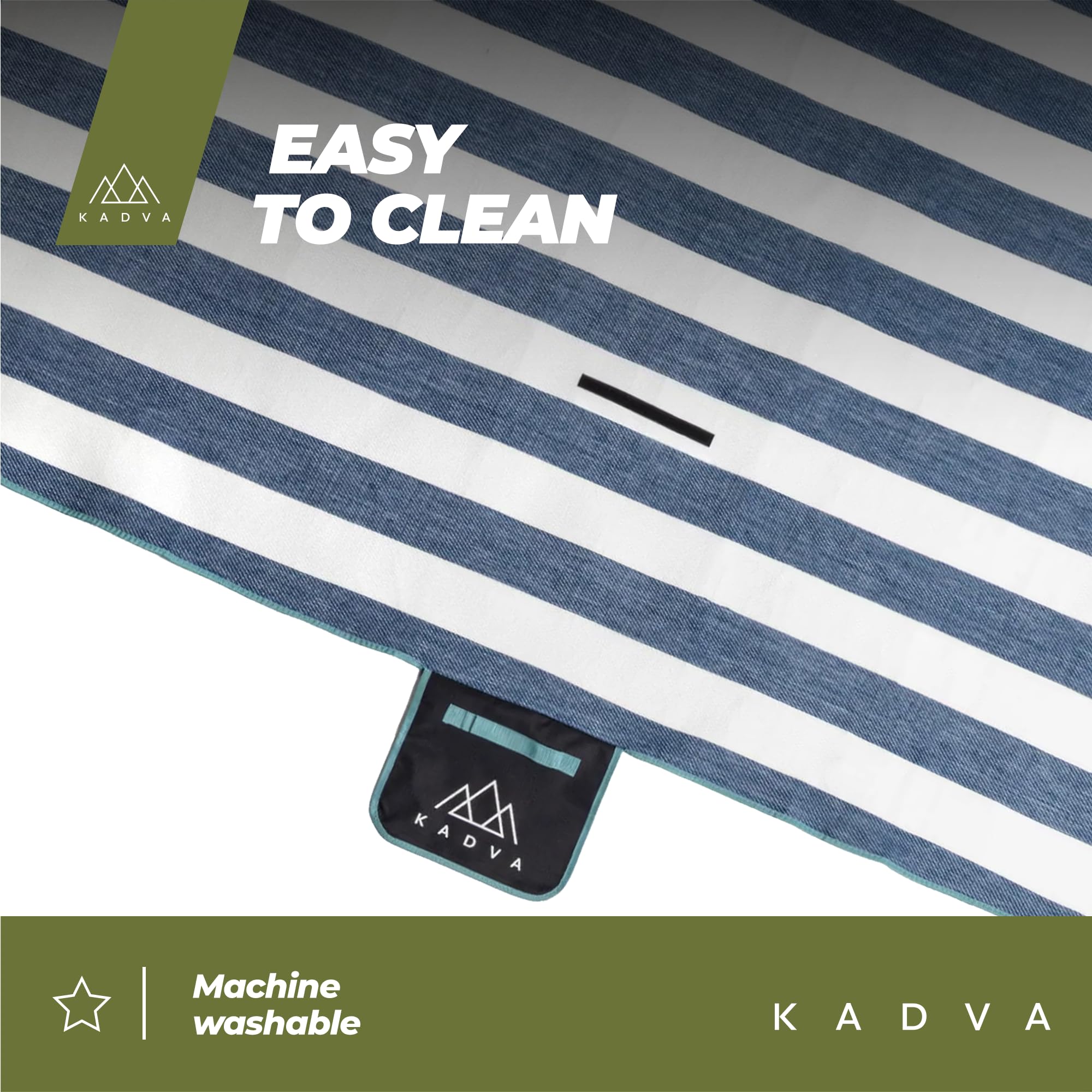 KADVA Koc Piknikowy Tapiso 200x200 cm 100% Poliester Kolor Granatowy Miękki Trwały Lekki Duża Powierzchnia i UV Łatwy w Przenoszeniu i Czyszczeniu