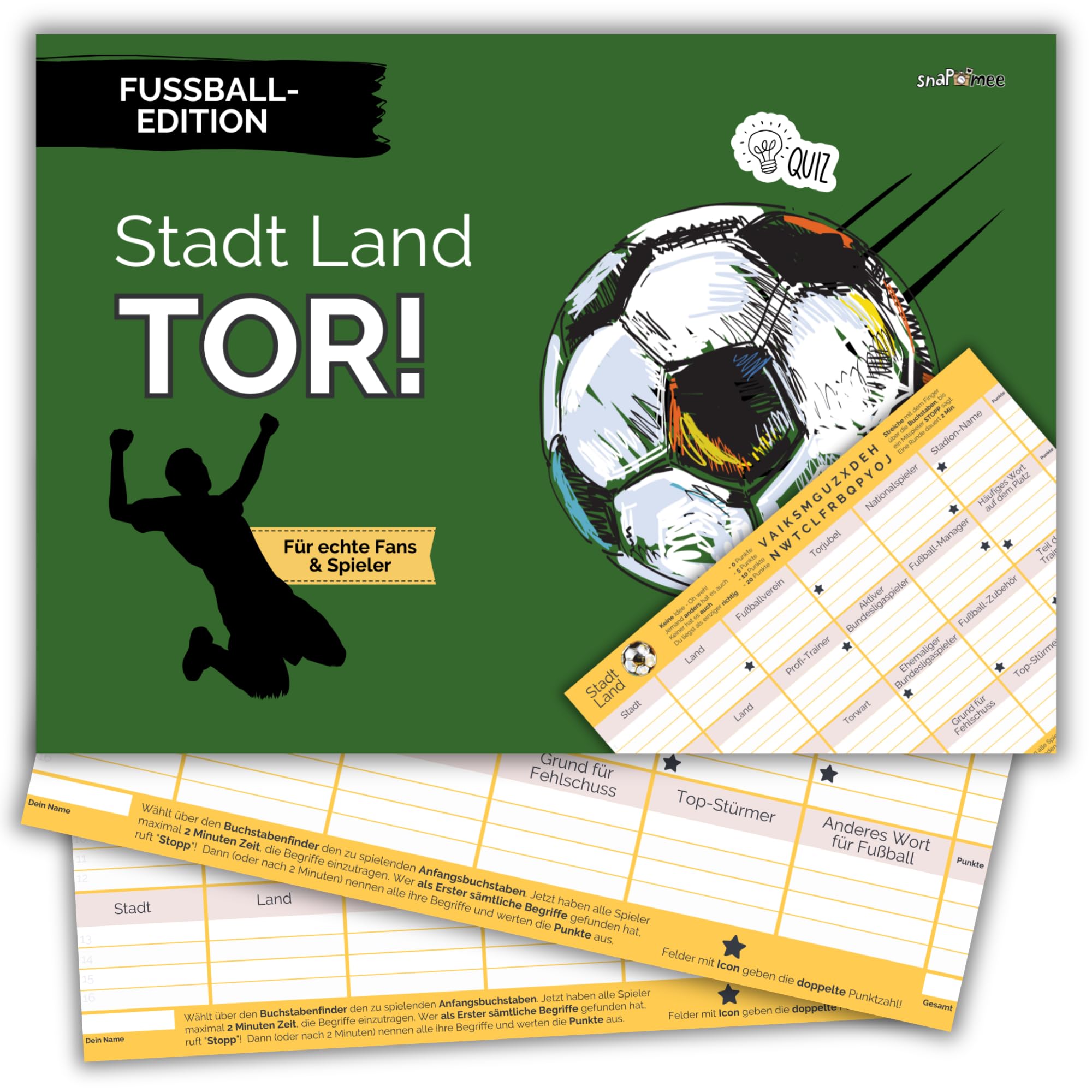 Stadt Land Tor – Gioco Di Città-Paese-Fiume Edizione Calcio – 50 Fogli A4 – Prodotto In Germania - 2