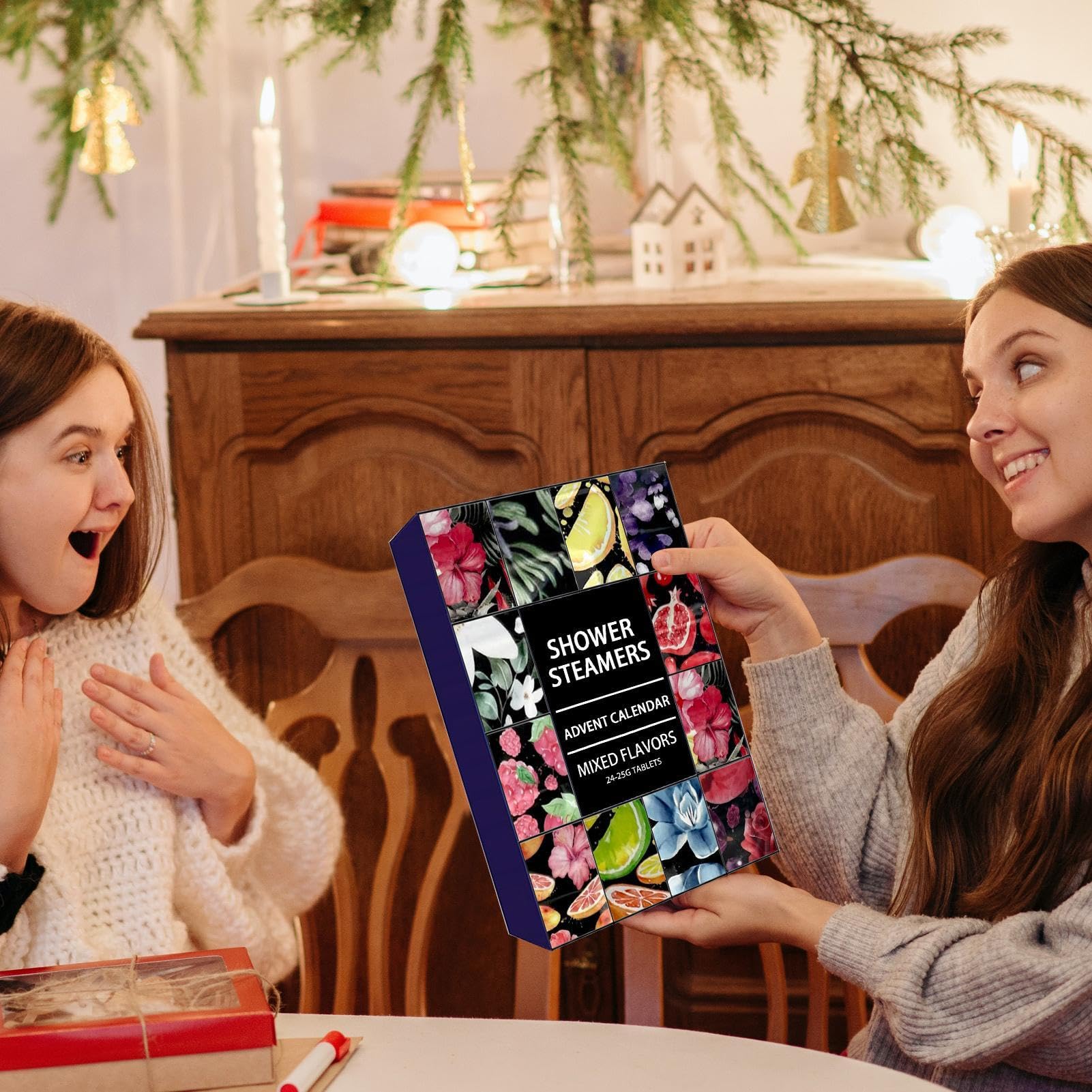 Vaporizadores de ducha, bombas de baño con aceite, calendario de Adviento de aromaterapia de Navidad, calendario de cuenta regresiva de 24 días, cuidado de spa, vaporizadores de ducha 2024, fragancias