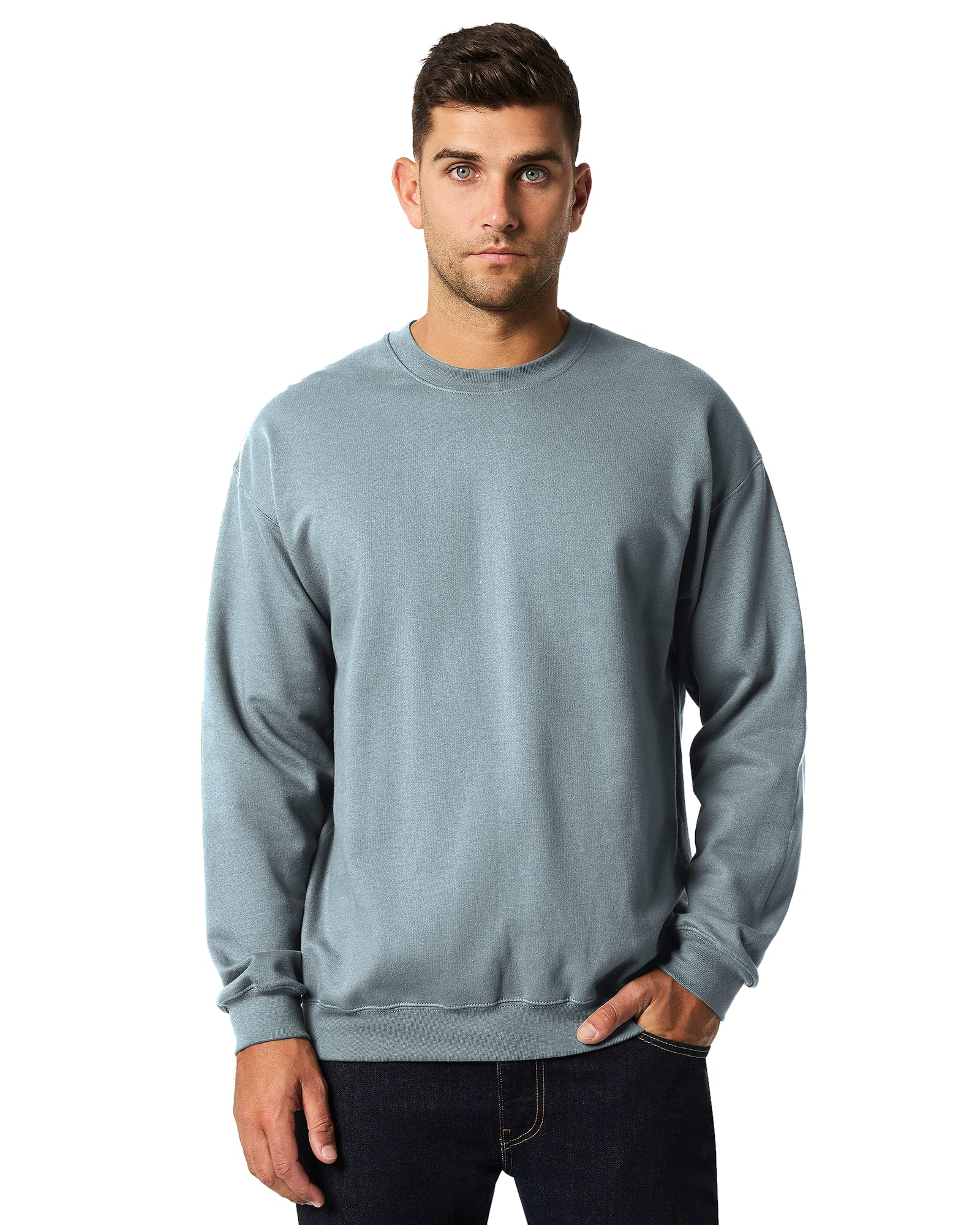 Gildan Mens Softstyle Crewneck Sweatshirt, Stone Blue, L
