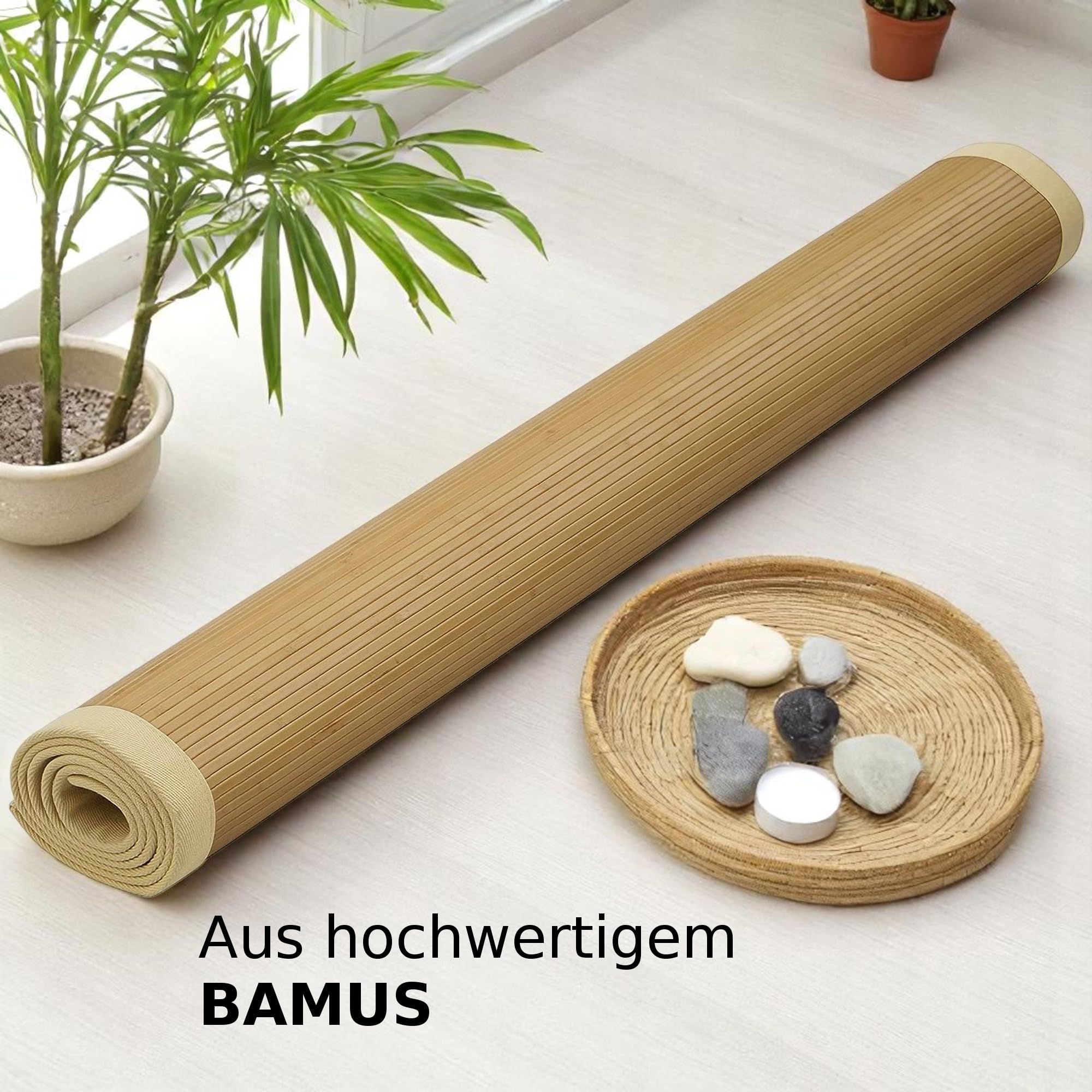 Amazon.de: Japanwelt Rutschfester Bambus-Teppich I Wasserabweisende  Bambusmatte, Badematte Duschmatte Bad-Vorleger Matte, Holzteppich Lufer  aus Bambus fr Kche, Flur, Bad & Wohnzimmer (Natur, 70 x 120 cm)
