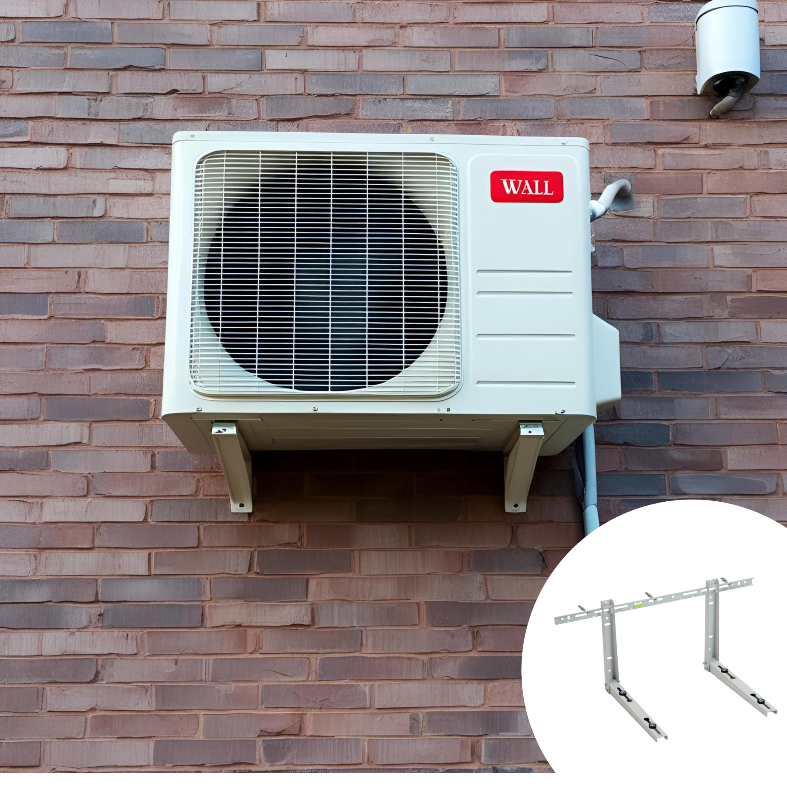 Staffe per Condizionatore Esterno - Supporto per Climatizzatore 38x45 con Traversa per Unità Esterna - Struttura Regolabile, Robusta, Stabile e Resistente (Con Traversa)