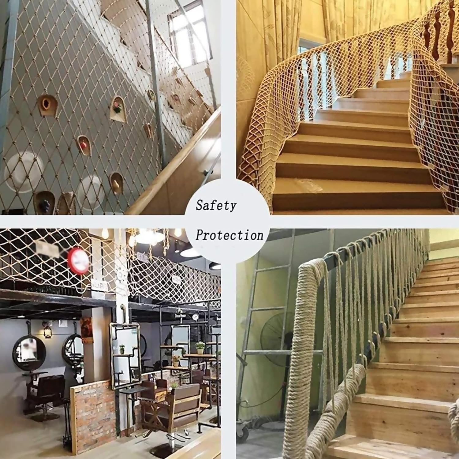 Safe Climbing Net for Kids Outdoor Bird Protection Net Sizes 1x1m to 6x10m Stair Safety Net UV Resistant Handmade Hemp Rope Garden Netting (3x13m)