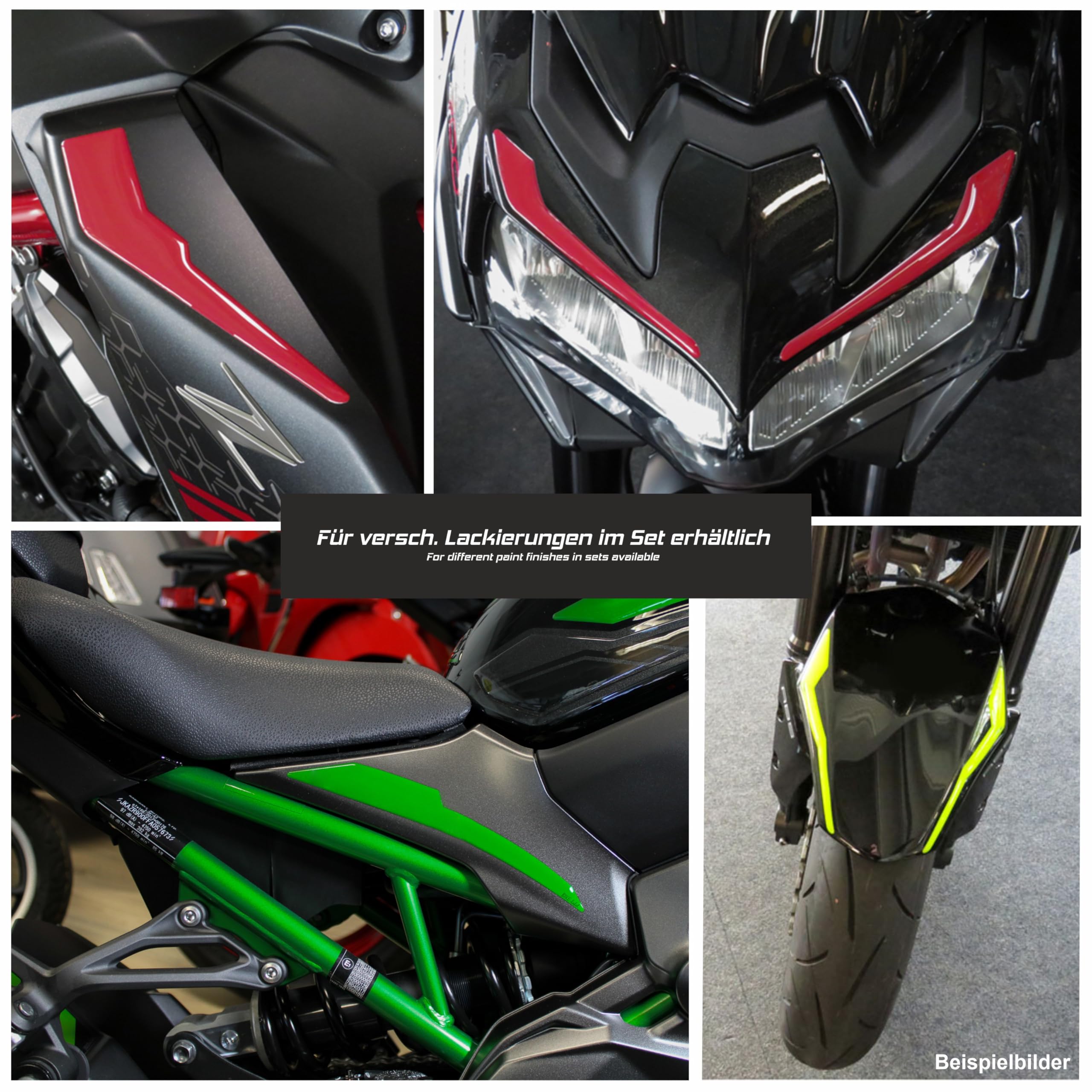 Tankpad Grafikkit Frontmaske Schutzblech Sitzbank kompatibel für Kawasaki Z900 grün X550188