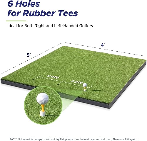 Miniatura 4 de Golfguru Alfombra de golf, 5 x 4 pies y 5 x 5 pies, alfombrillas de práctica con 10 bolas, 9 camisetas, ayudas de entrenamiento de golpeo para patio
