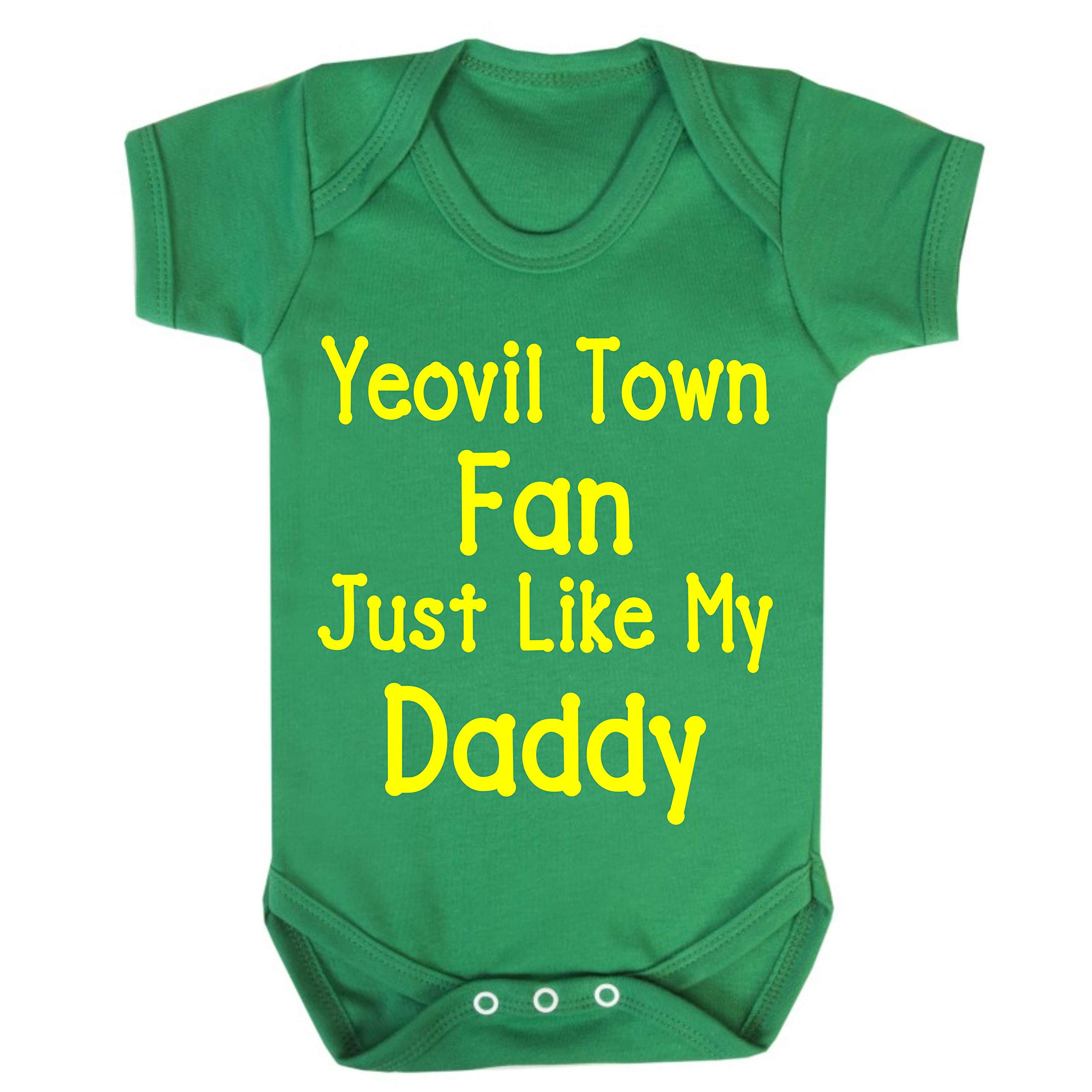 All About The Print Men's White Yeovil Town Just Like Daddy Football Fan Baby Grow Vest Boy Girl Gift Romper Newborn Shower Age 3-6 Months