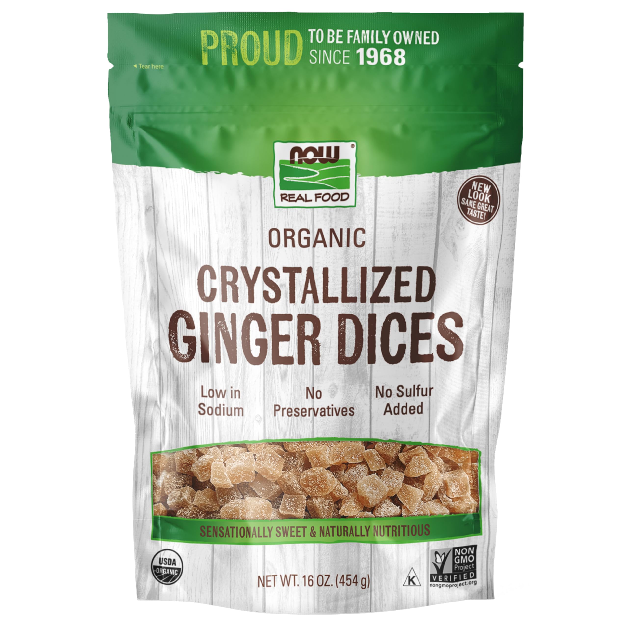 Foods, Organic Crystallized Ginger Dices, Low-Sodium, Preservative-Free and Non-GMO, 16-Ounce (Packaging May Vary)