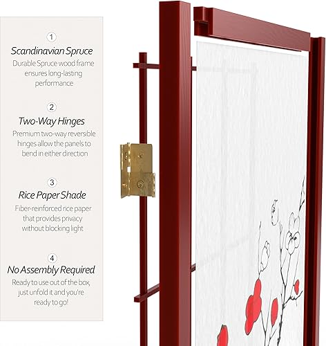 Miniatura 18 de Red Lantern SS-BLOSSOM-Black-4P - Divisor de habitación, 4 paneles, color negro Negro -,Natural,Rosewood,Miel,https://www.amazon.com/dp/undefined