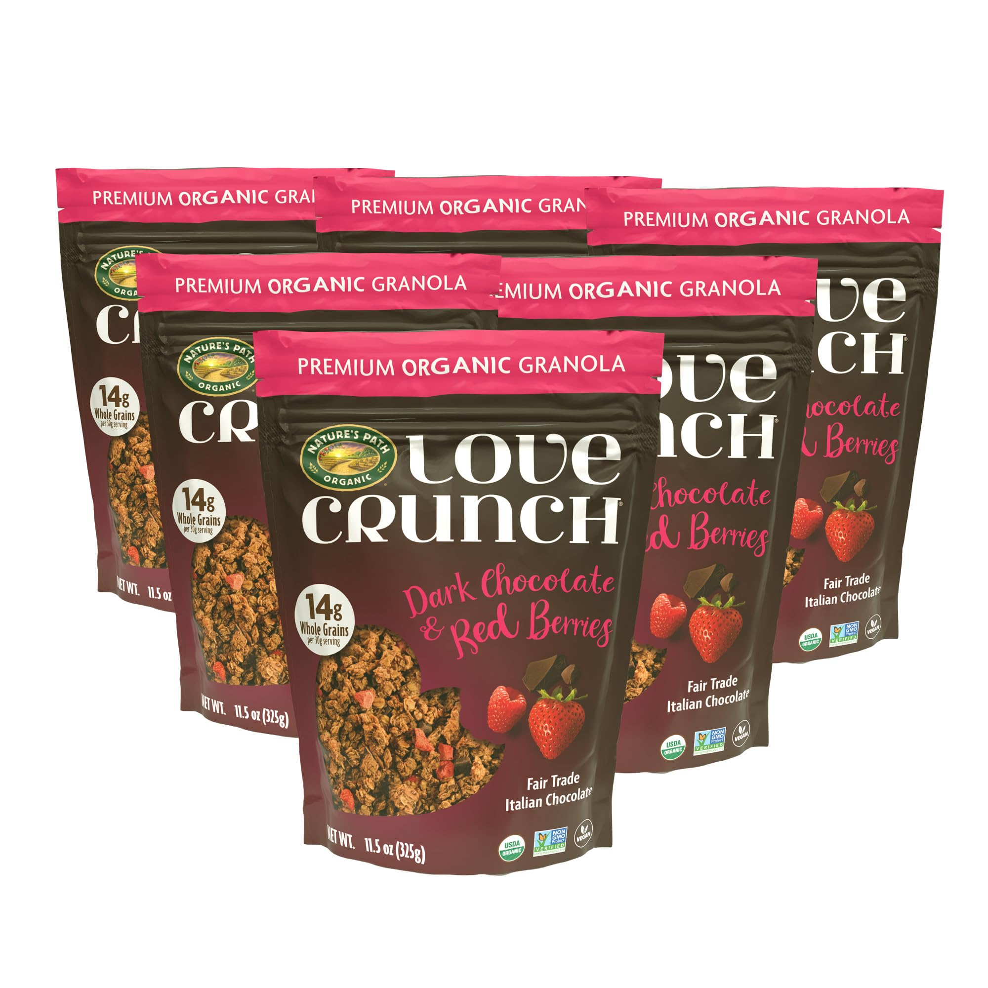 Love Crunch Nature's Path Organic Love Crunch Premium Granola, Dark Chocolate & Red Berries, 11.5 Ounce (Pack of 6)