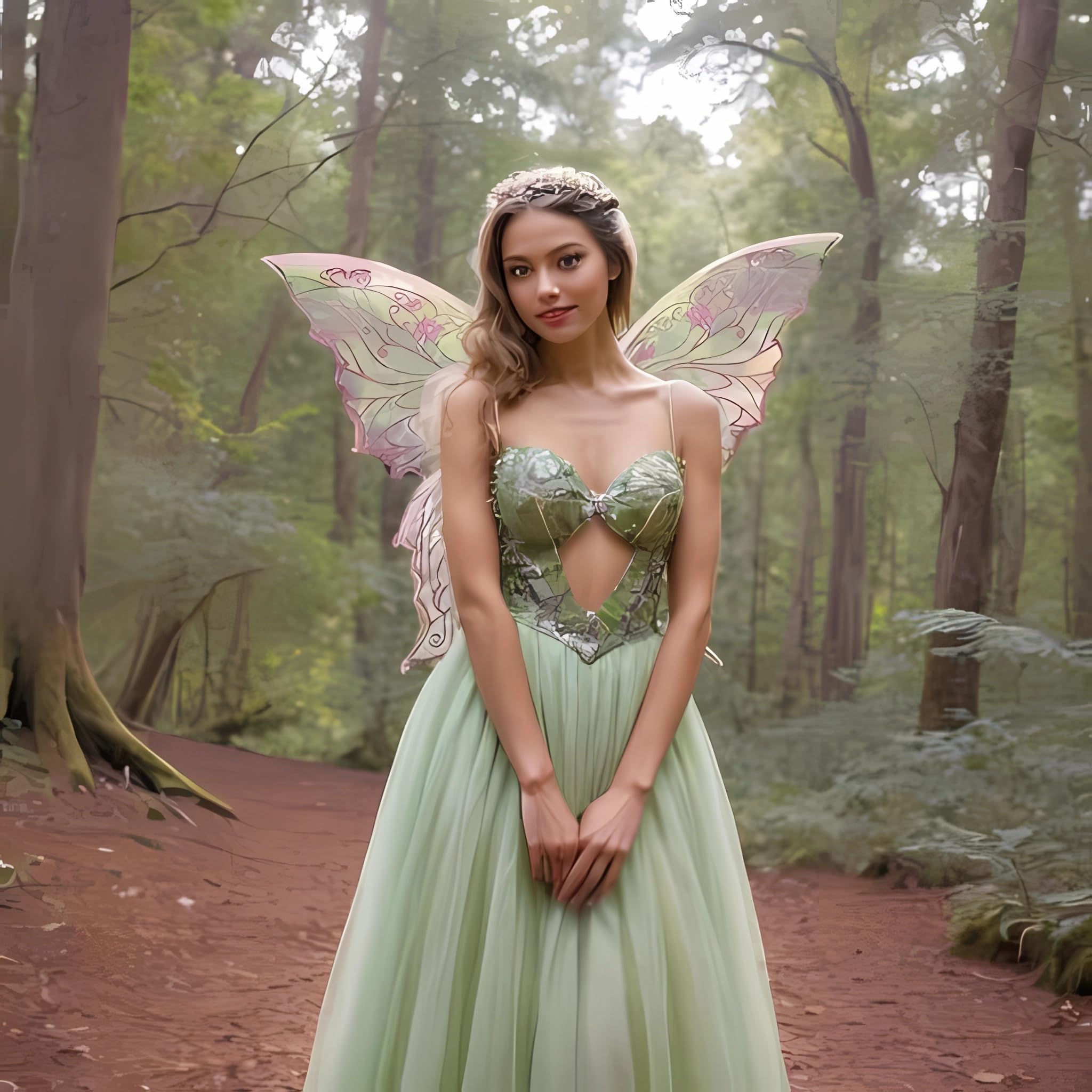 fairy hair dress Fairycore V Neck Embroidery Nymph Dress Purple / L (Length- 54.7 inches/139 cm) I Retro Fairy main image 1