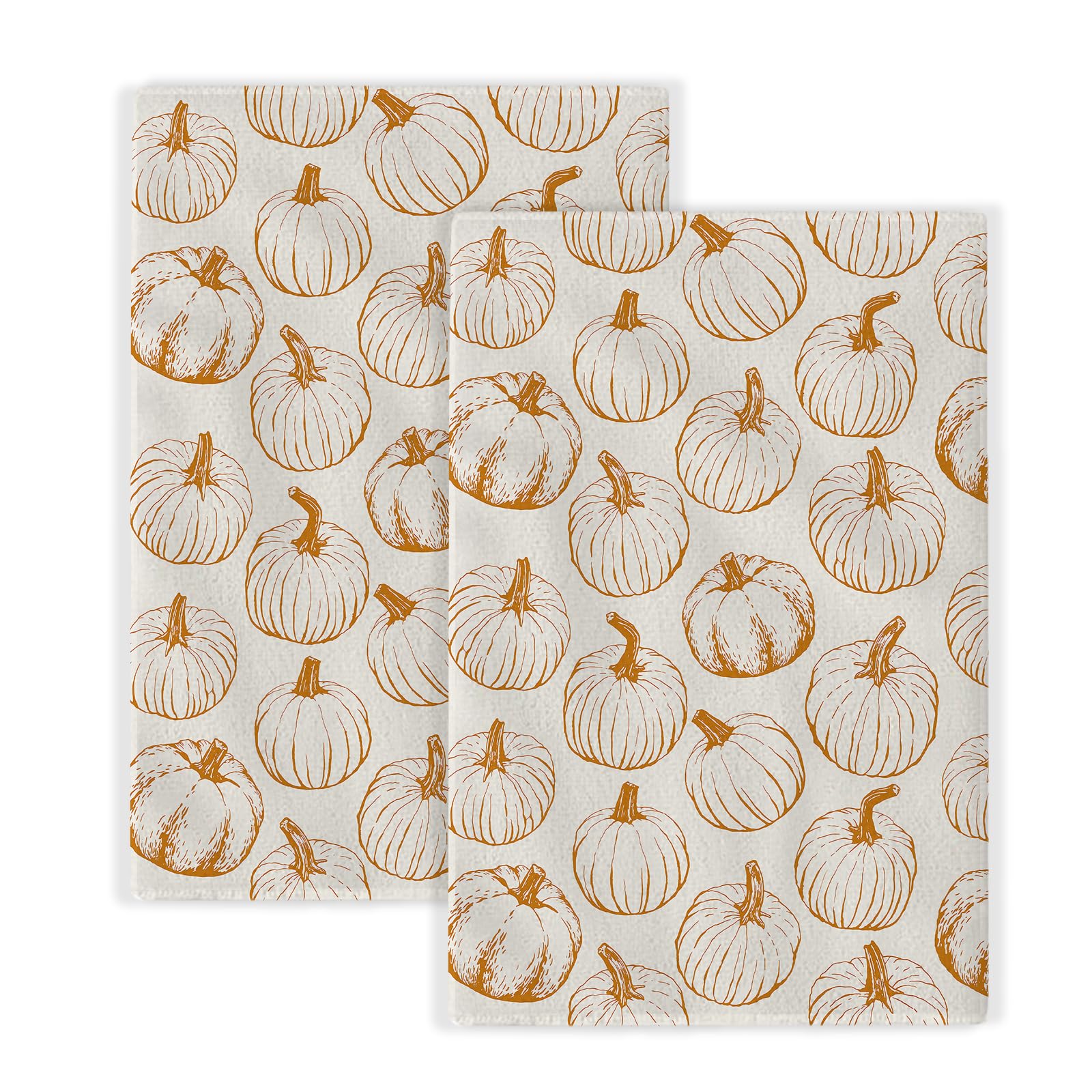 Küchenhandtücher Mit Herbstmotiv – Kürbis & Rosa Schleife, 40x60 Cm, Saugstark, Maschinenwaschbar