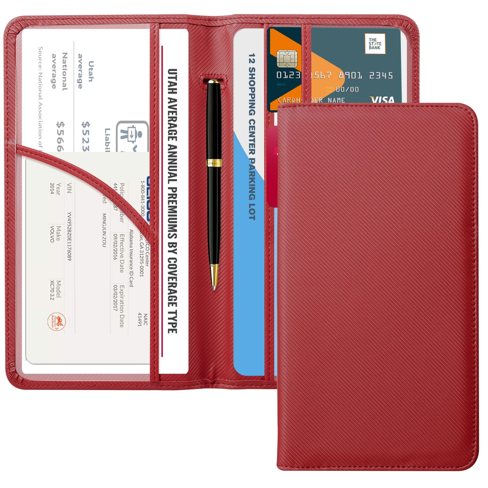 CoBak Car Registration and Insurance Holder | Vehicle Glove Box Organizer, Auto Truck Compartment Document Case with Magnetic Closure for Insurance &amp; Driver License
