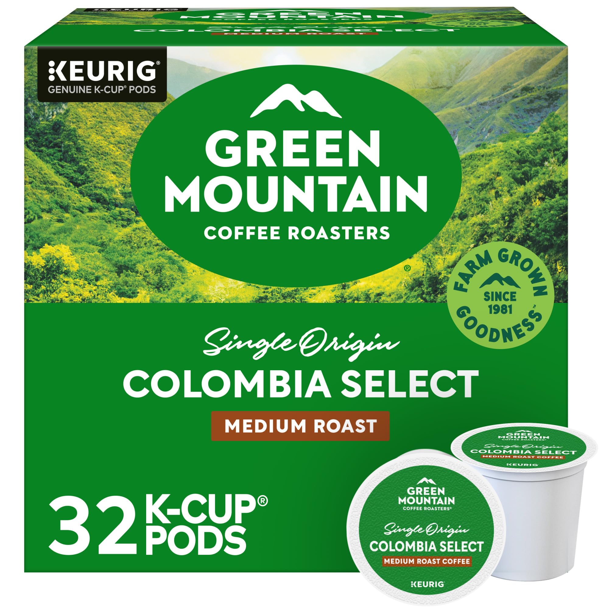 Green Mountain Coffee Roasters Colombia Select Coffee, Keurig Single-Serve K-Cup pods, Medium Roast, 32 Count