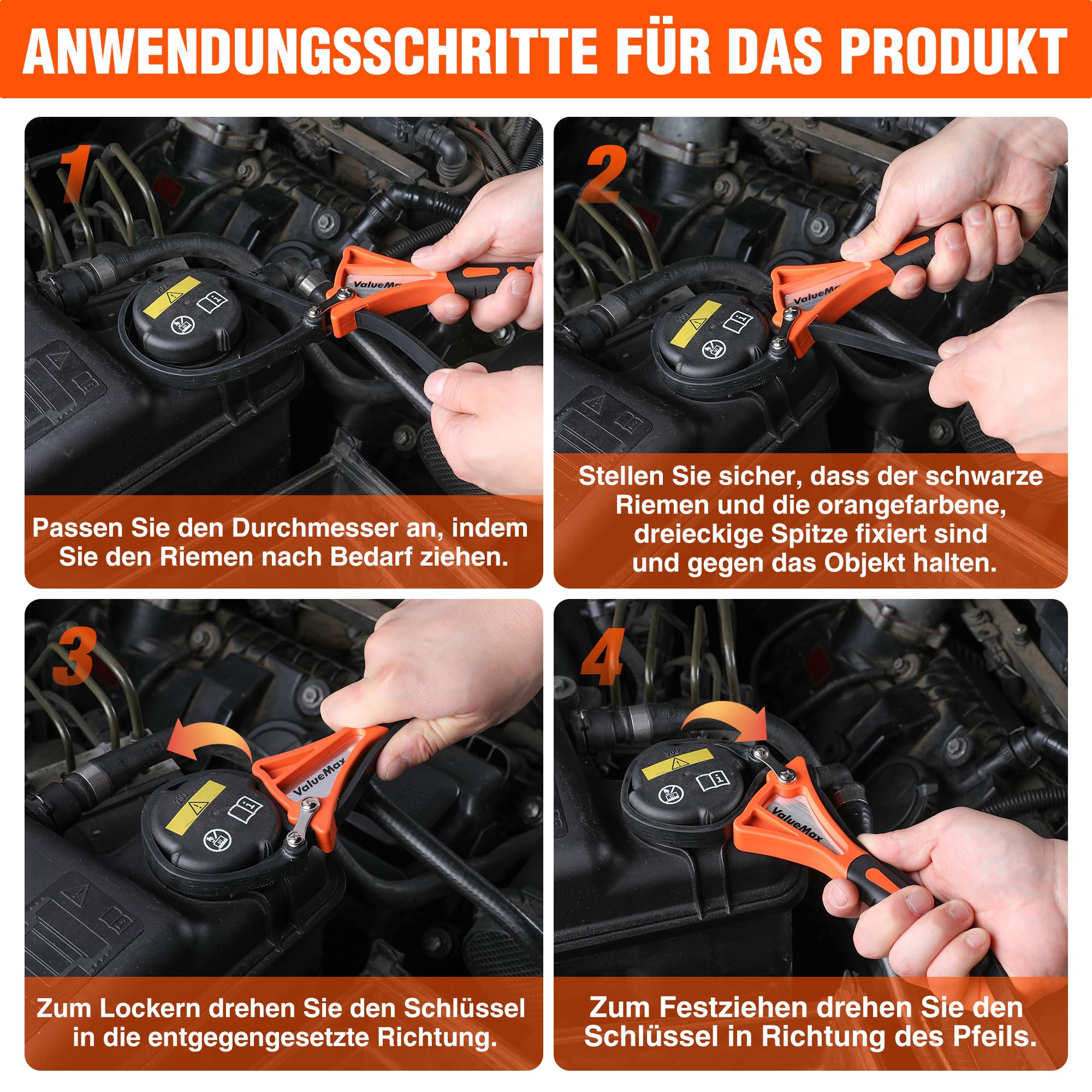 ValueMax 2-tlg. Bandschlüssel Set Gummi Rohrzange 460mm&630mm verstellbares Ölfilter Bandschlüssel Set, Universal Ölfilterschlüssel für Flasche, Spülbecken, Ölfilter, Duschköpfe, Glasöffner