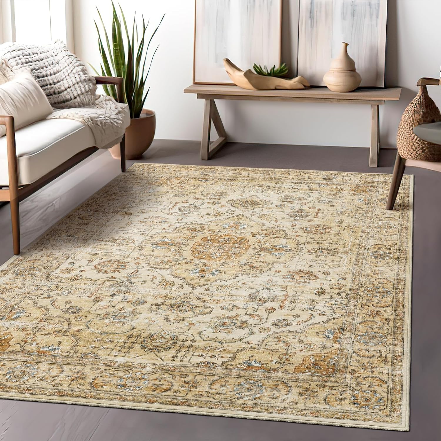 Roxstand 6x9 Area Rugs, Vintage Living Room Rug with Anti