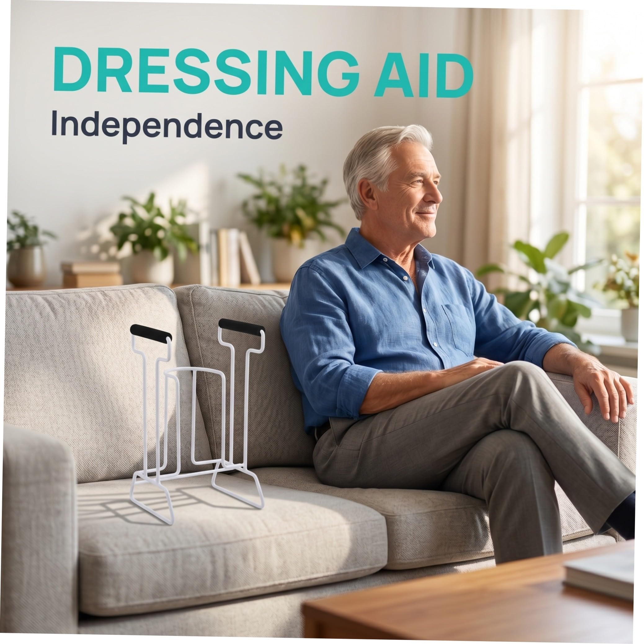 Aiuto per Indossare Calze per Anziani con Manico Esteso Regolabile e Supporto Stabile per Uso Domestico o Sedia a Rotelle per Facilitare la Vestizione e Ridurre Rischio di Cadute