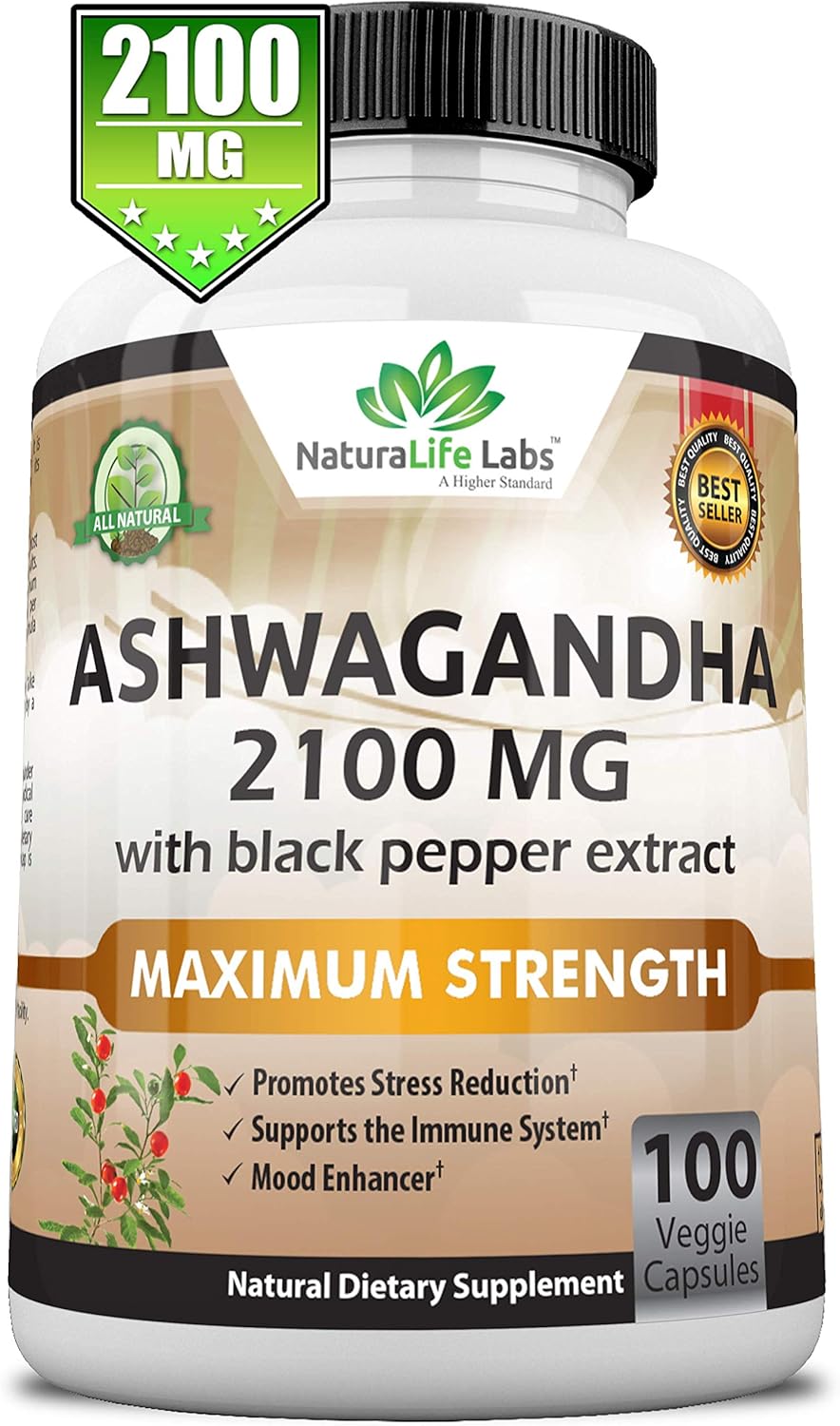 Buy Organic Ashwagandha 2,100 mg 100 Vegan Capsules Pure Organic Ashwagandha Powder and Root