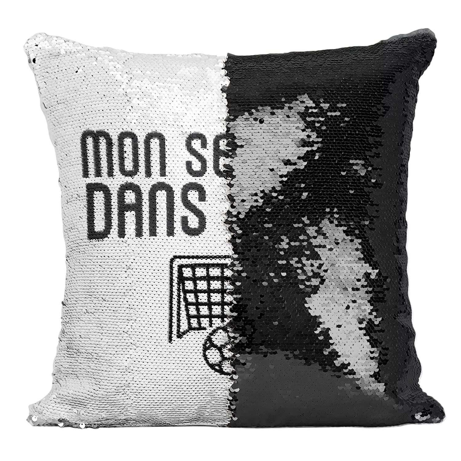 Coussin paillettes foot pour décorer votre salon les soirs de match de football