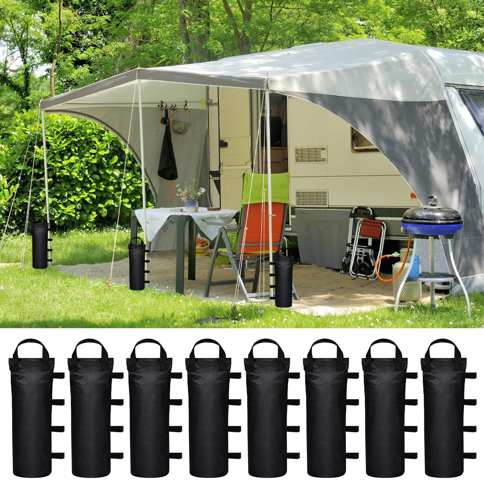 Lot de 8 sacs de sable pour pavillon - À remplir - En Oxford épais - Lestage - Double couture - Haute performance - Pour tonnelle, tente, parasol
