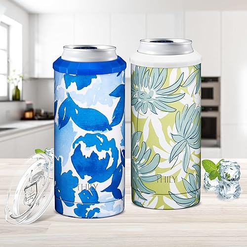 Miniatura 4 de THILY Skinny - Enfriador de latas para cerveza delgada y seltzer duro, soporte de bebida aislado al vacío para latas delgadas de 12 onzas, vaso