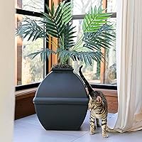 Vista 148 de Good Pet Stuff Kit original de caja de arena oculta y forro reutilizable, maceta redonda cerrada con plantas artificiales, sistema de filtro de olor