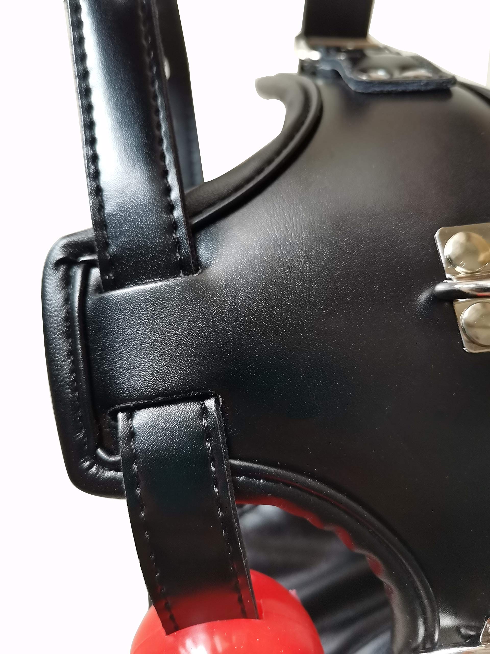 MFMYEE Harnais de bondage avec bâillon à billes en silicone Fetish SM collier en cuir de bondage professionnel corset de cou rembourré