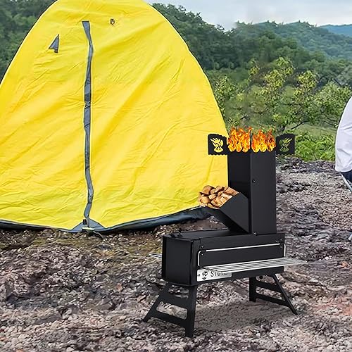 Miniatura 8 de Estufa de cohete para acampar, estufa portátil de camping para cocinar leña, estufa de leña plegable, estufa de campamento de cohetes Minute Man,