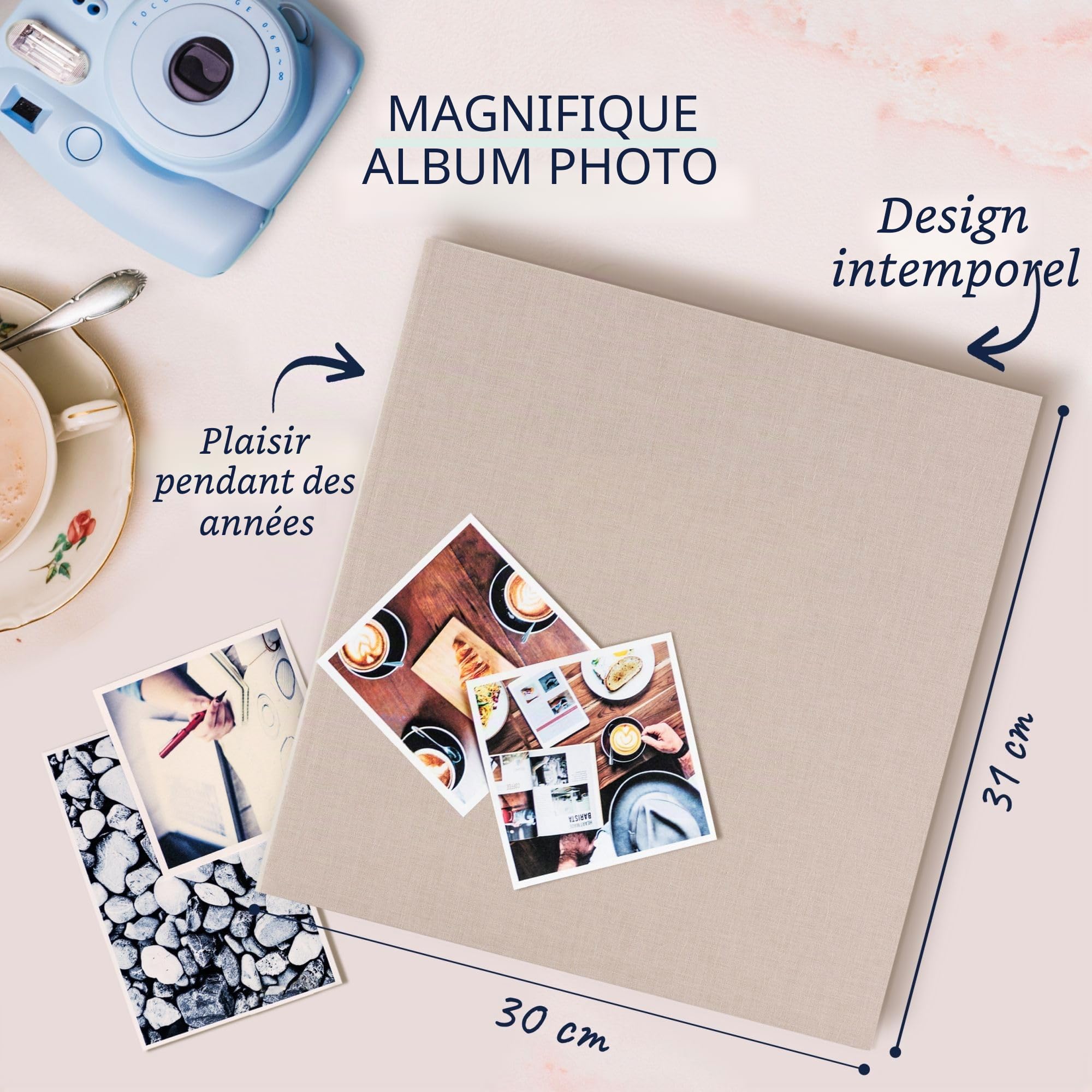 goldbuch Summertime Trend 2 31605 Album photo avec 100 pages blanches avec intercalaires en papier de qualité Beige 30 x 31 cm
