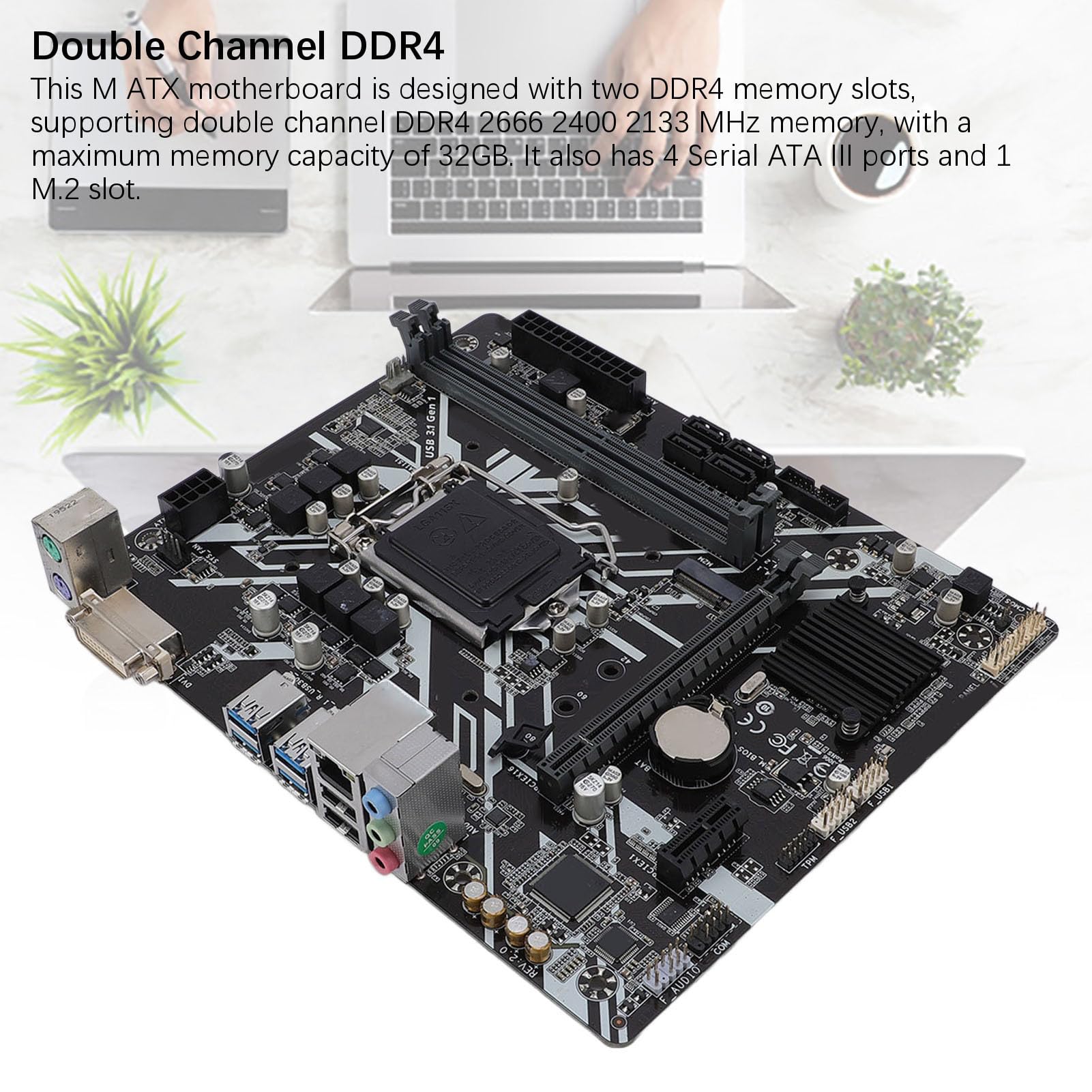 XUMIUZIY Placa Base B365M D2VX SI M ATX, Compatible con LGA 1151 Socket 9.a 8.a Generación para Core I9 I7 I5 I3, con Salida DVI Ranuras de Memoria DDR4 Ranuras PCI E 3.0
